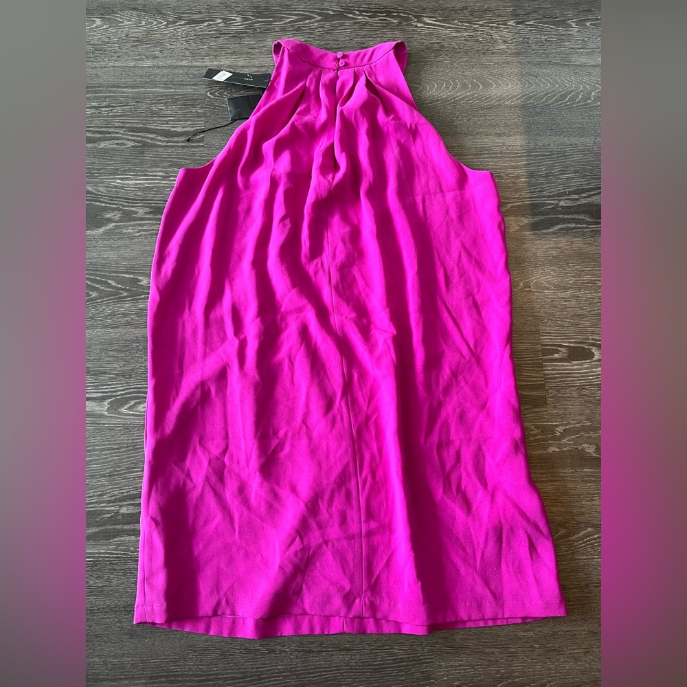 NWT | BCBG Maxazria | Tristyn Pleated Halter Dress | Magenta | L - Picture 6 of 6